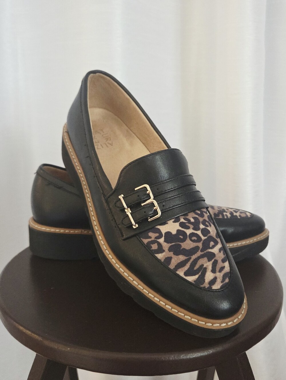 Naturalizer Leopard Print and Black Chunky Soled Loafer